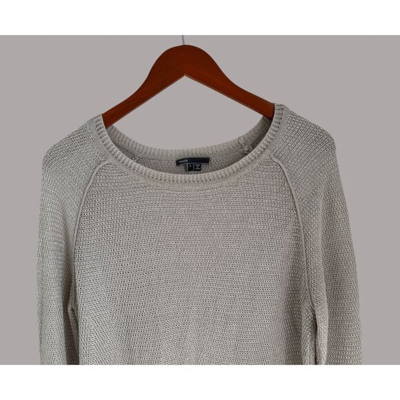 Vince Womens Knit Sweater Beige Long Sleeve Lightweight Pullover Size L - Picture 2 of 9